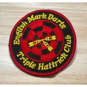 Vintage English Mark Darts Patch Triple Hattrick Club Bulls Eye Embroidered